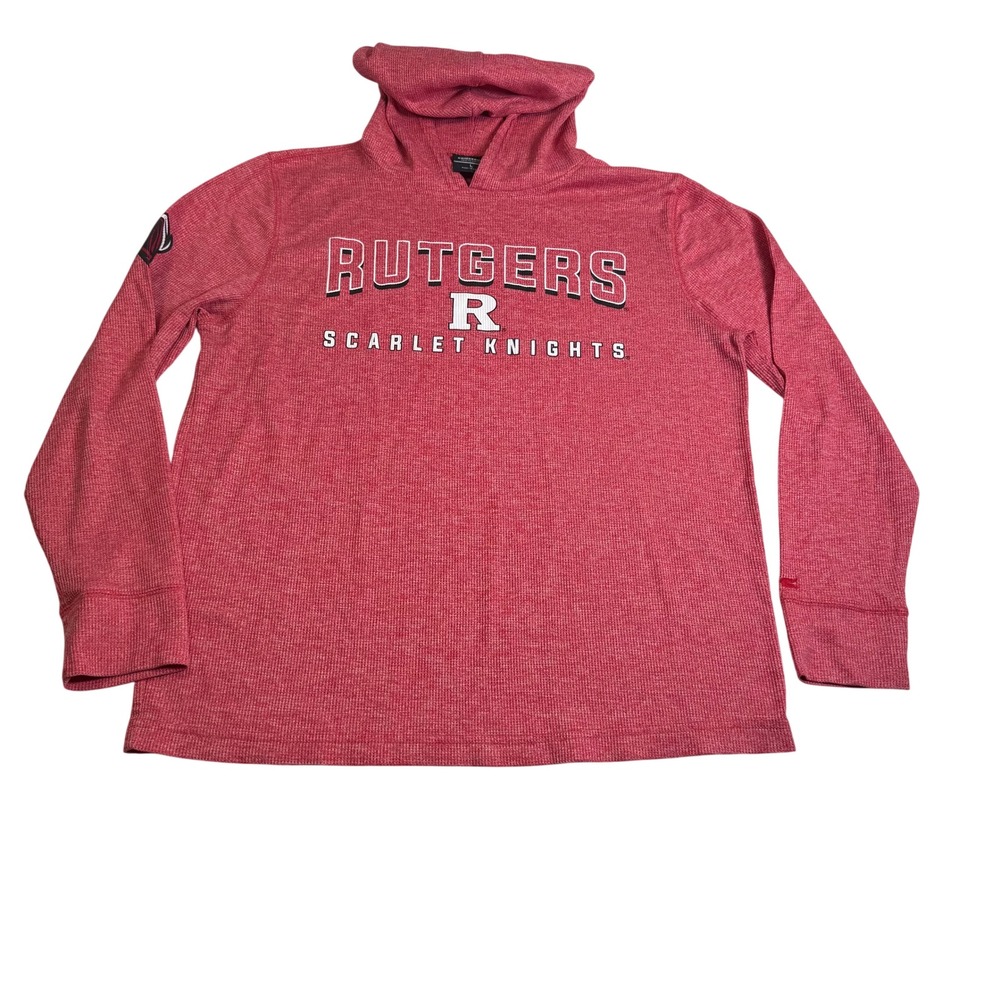 Colosseum Rutgers Scarlet Knights Hoodie Women Large Red Thermal Waffle Knit
